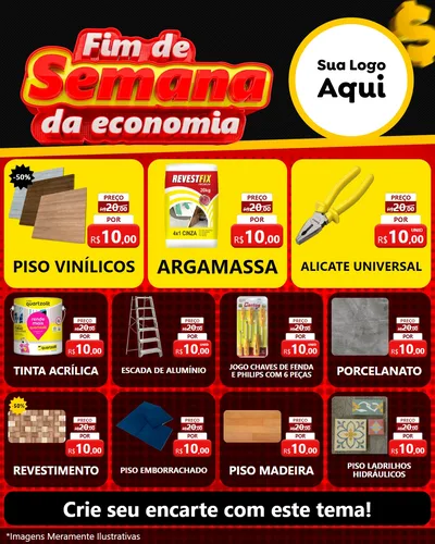 Modelo de Rede Social para Feed Instagram com o tema Fim de Semana da Economia para Material para Construção
