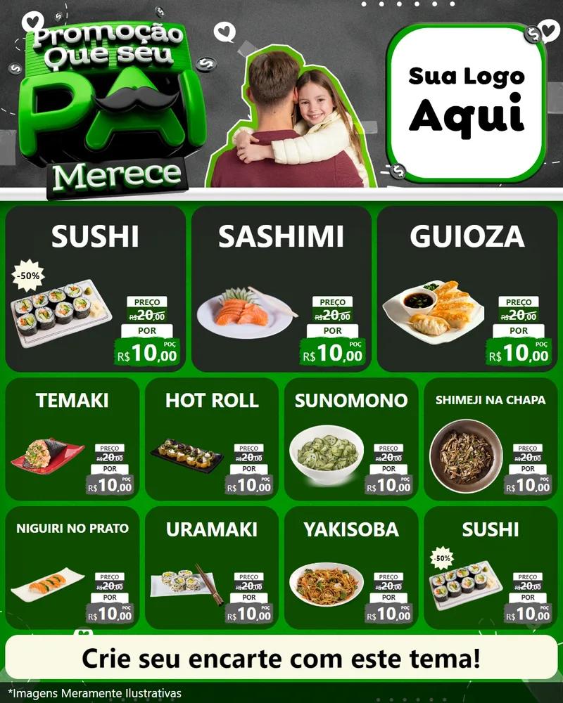 Modelo de Rede Social para Feed Instagram com o tema Promoção Que seu Pai Merece para Comida japonesa
