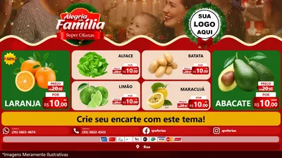 Modelo de TV para TV Horizontal com o tema Alegria Em Família - Super Ofertas para Hortifrúti