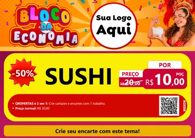 Modelo de Cartaz para Cartaz A4 Horizontal com o tema Bloco da Economia para Comida japonesa