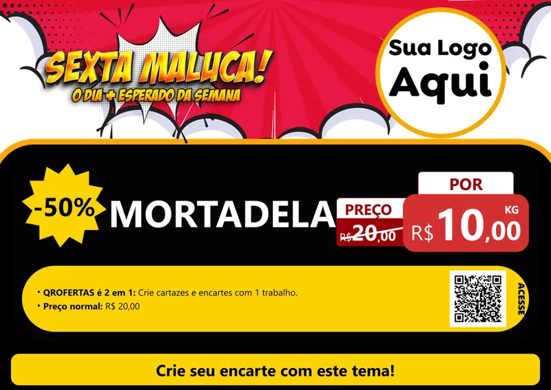 Modelo de Cartaz para Cartaz A4 Horizontal com o tema Sexta Maluca! para Frios e Laticínios