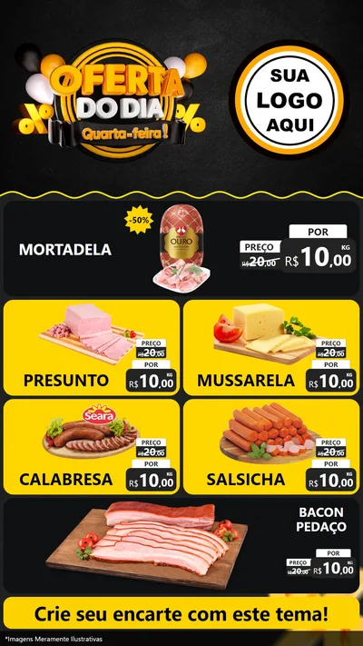 Modelo de TV para TV Vertical com o tema Oferta do Dia - Quarta Feira! para Frios e Laticínios