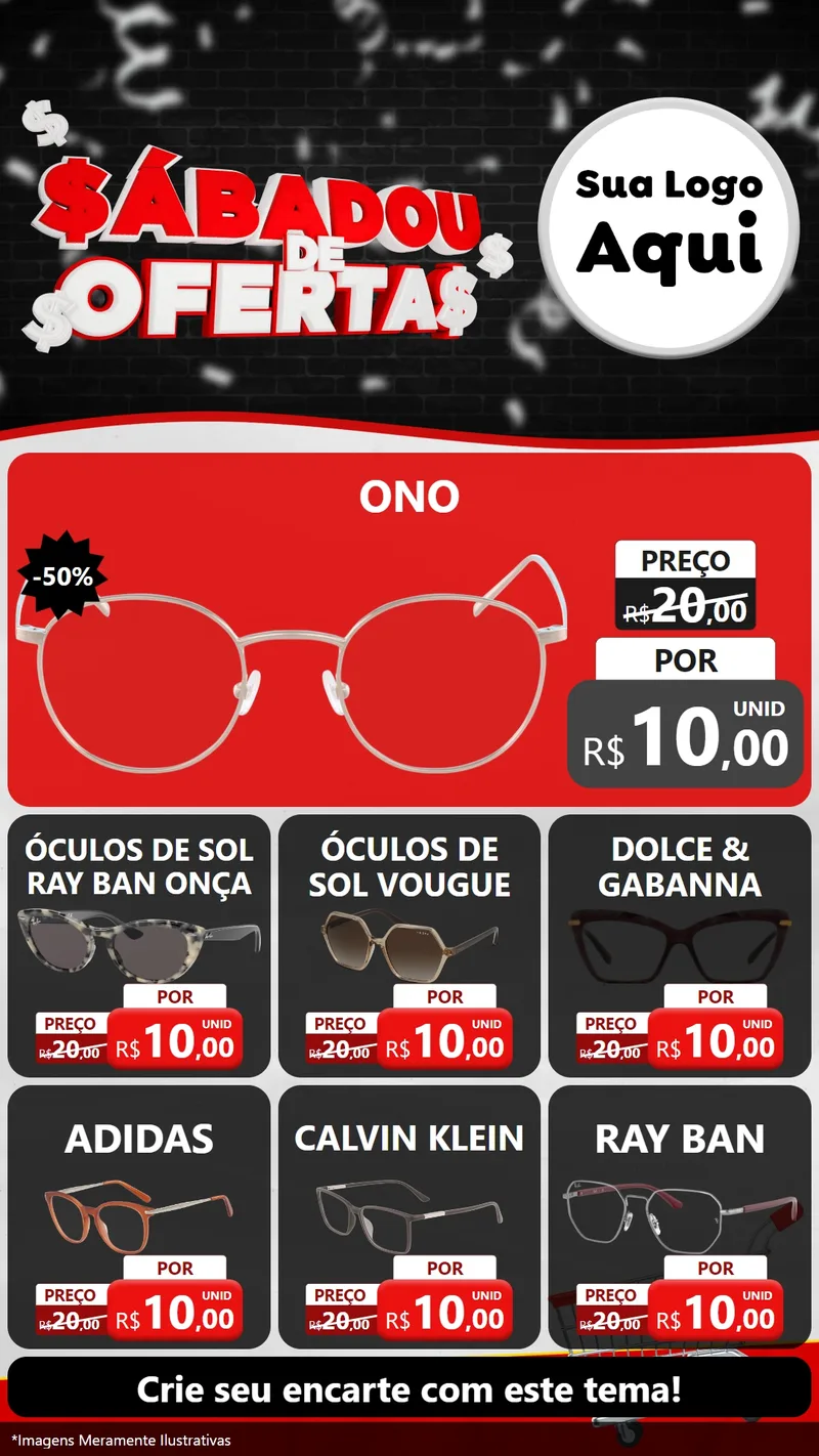 Modelo de Rede Social para Stories com o tema Sabadou de Ofertas para Óticas