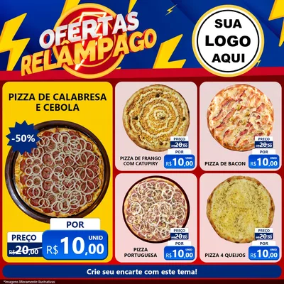 Modelo de Rede Social para Feed Facebook com o tema Ofertas Relâmpago para Pizzaria