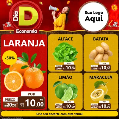 Modelo de Rede Social para Feed Facebook com o tema Dia D Economia para Hortifrúti