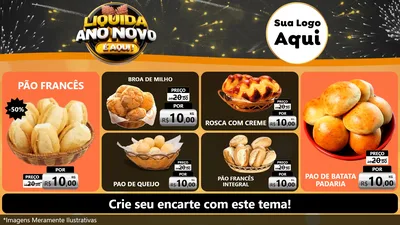 Modelo de TV para TV Horizontal com o tema Liquida Ano Novo É Aqui! para Padaria
