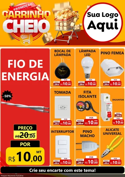 Modelo de Encarte para Encarte A4 Vertical com o tema Promoção carrinho cheio para Materiais Elétricos