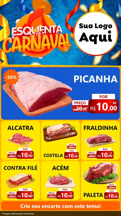 Modelo de Rede Social para Stories com o tema Esquenta de Carnaval para Açougue