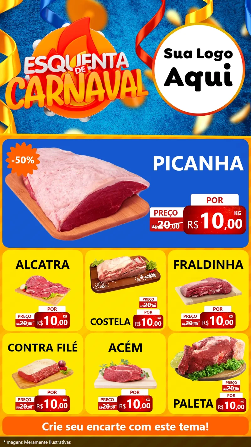 Modelo de Rede Social para Stories com o tema Esquenta de Carnaval para Açougue