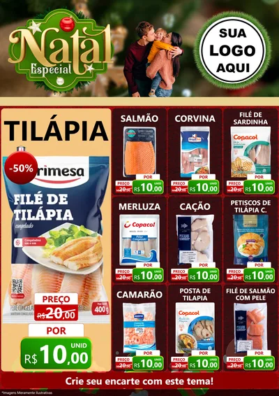 Modelo de Encarte para Encarte A4 Vertical com o tema Natal Especial para Peixaria
