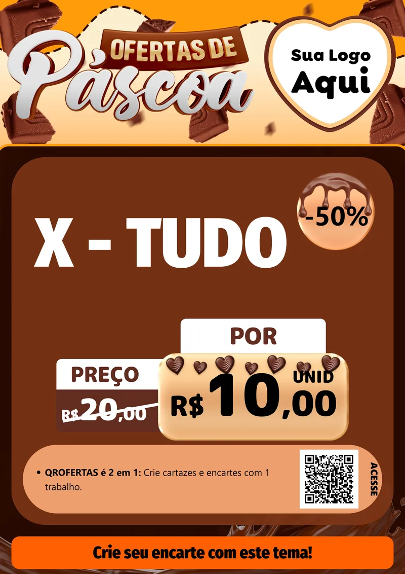 Modelo de Cartaz para Cartaz A4 Vertical com o tema Ofertas de Páscoa para Hamburgueria