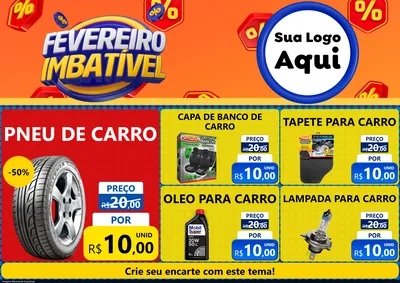Modelo de Encarte para Encarte A4 Horizontal com o tema Fevereiro Imbatível para Auto peças