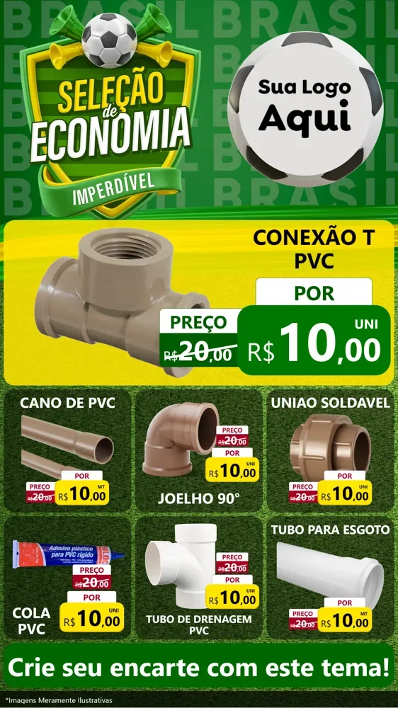 Modelo de Rede Social para Stories com o tema Seleção de Economia - Copa para Tubos e conexões