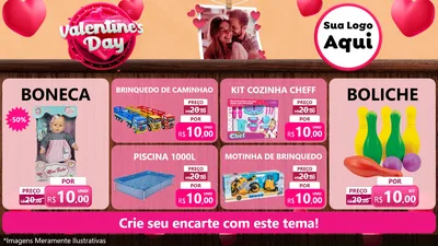 Modelo de TV para TV Horizontal com o tema Valentine's Day para Brinquedos