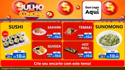 Modelo de TV para TV Horizontal com o tema Operação Julho Com Mais Economia para Comida japonesa
