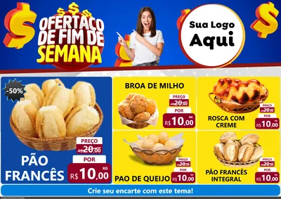 Modelo de Encarte para Encarte A4 Horizontal com o tema Ofertaço de Fim de Semana para Padaria