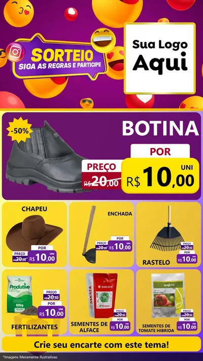 Modelo de Rede Social para Stories com o tema Sorteio para Agropecuária