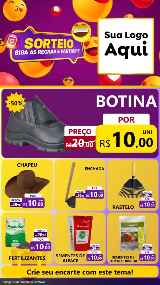 Modelo de Rede Social para Stories com o tema Sorteio para Agropecuária