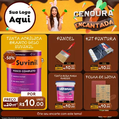 Modelo de Rede Social para Feed Facebook com o tema Cenoura Encantada - Páscoa para Tintas e Ferramentas