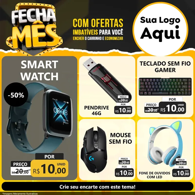 Modelo de Rede Social para Feed Facebook com o tema Fecha Mês para Informática
