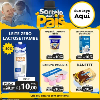 Modelo de Rede Social para Feed Facebook com o tema Sorteio Dia Dos Pais para Frios e Laticínios