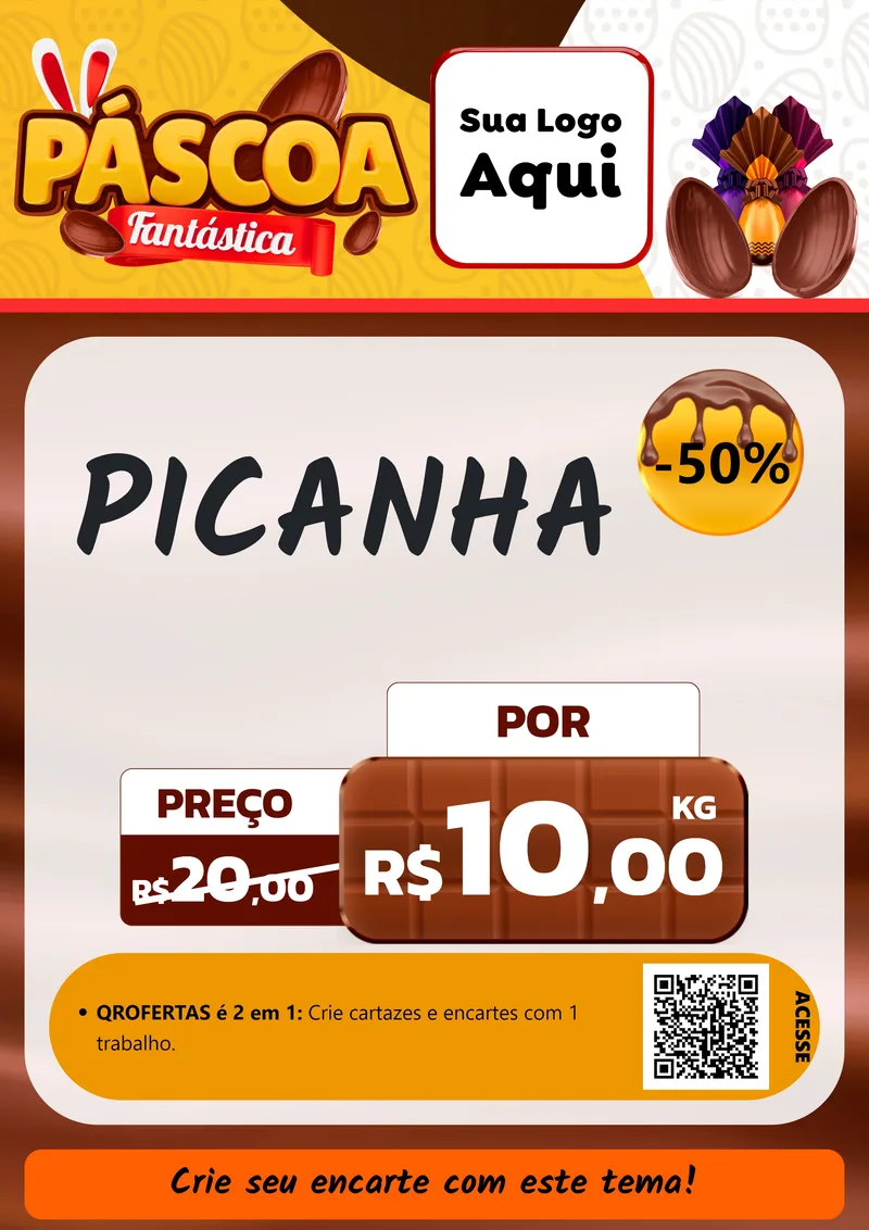 Modelo de Cartaz para Cartaz A4 Vertical com o tema Páscoa Fantástica para Açougue