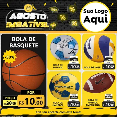 Modelo de Rede Social para Feed Facebook com o tema Agosto Imbatível para Artigos Esportivos