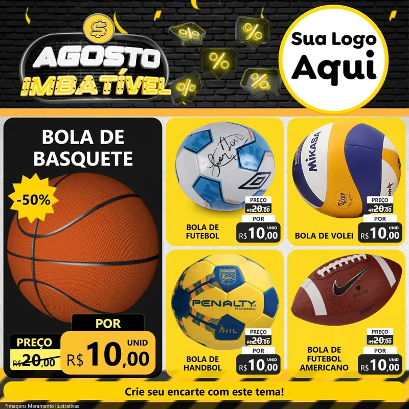 Modelo de Rede Social para Feed Facebook com o tema Agosto Imbatível para Artigos Esportivos