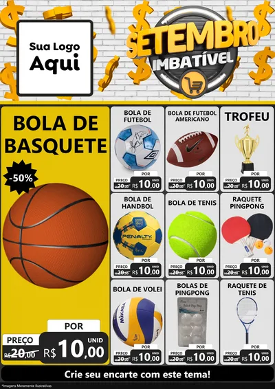 Modelo de Encarte para Encarte A4 Vertical com o tema Setembro Imbatível para Artigos Esportivos