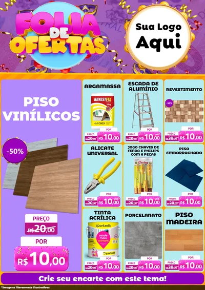 Modelo de Encarte para Encarte A4 Vertical com o tema Folia de Ofertas para Material para Construção