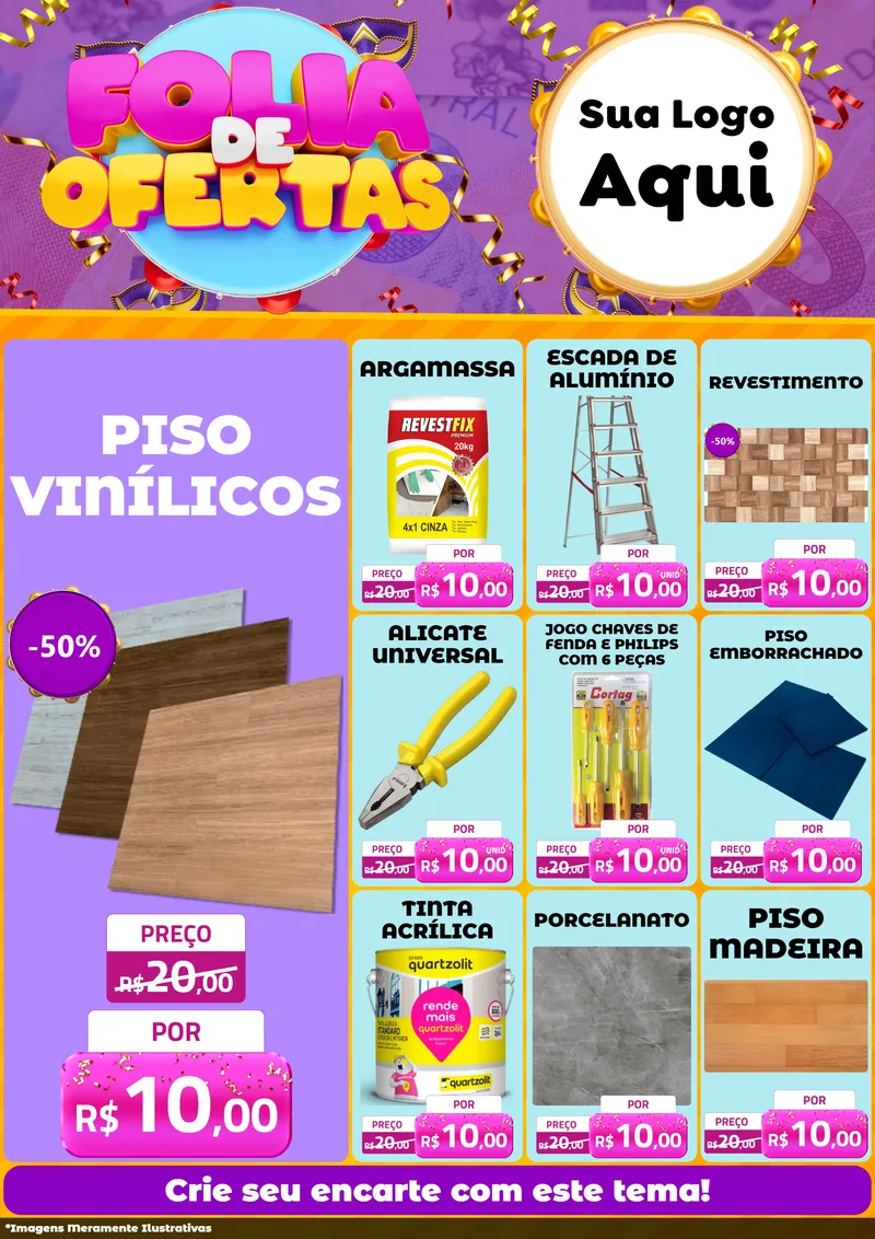 Modelo de Encarte para Encarte A4 Vertical com o tema Folia de Ofertas para Material para Construção