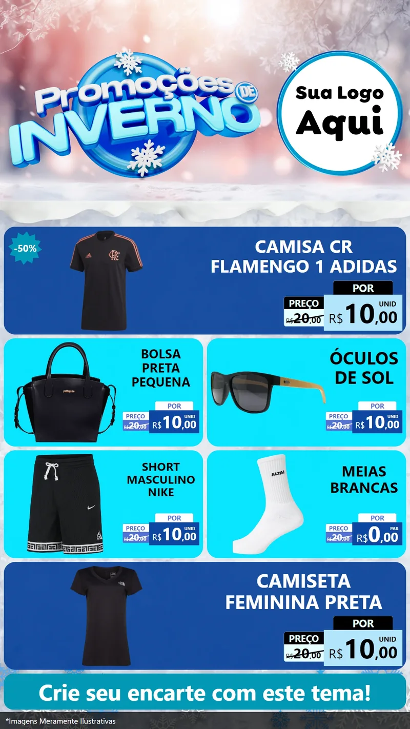 Modelo de TV para TV Vertical com o tema Promoções de Inverno para Roupas e acessórios