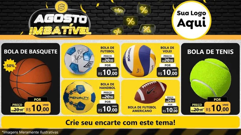 Modelo de TV para TV Horizontal com o tema Agosto Imbatível para Artigos Esportivos