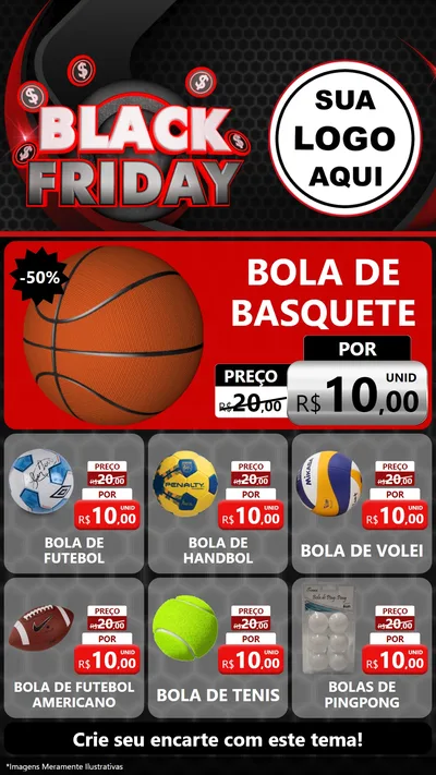 Modelo de Rede Social para Stories com o tema Black Friday para Artigos Esportivos