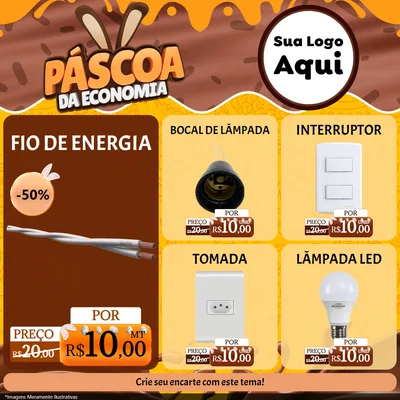 Modelo de Rede Social para Feed Facebook com o tema Páscoa da Economia para Materiais Elétricos