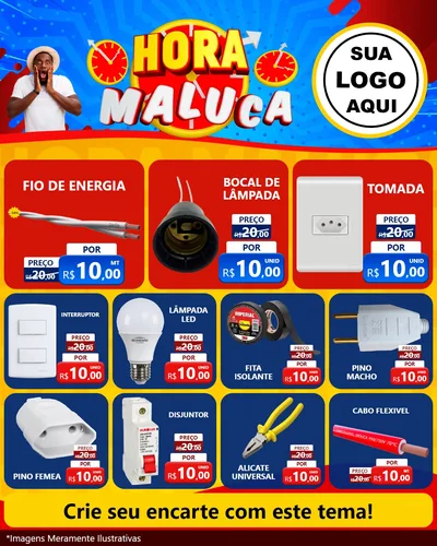 Modelo de Rede Social para Feed Instagram com o tema Hora Maluca para Materiais Elétricos