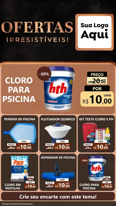 Modelo de Rede Social para Stories com o tema Ofertas Irresistíveis! para Produtos para Piscina