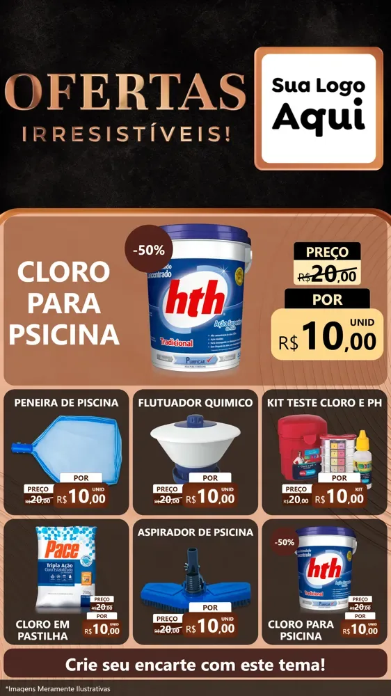 Modelo de Rede Social para Stories com o tema Ofertas Irresistíveis! para Produtos para Piscina