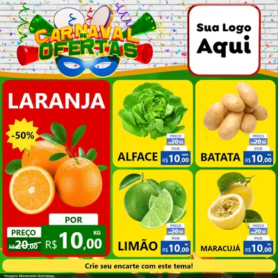 Modelo de Rede Social para Feed Facebook com o tema Carnaval de Ofertas para Hortifrúti