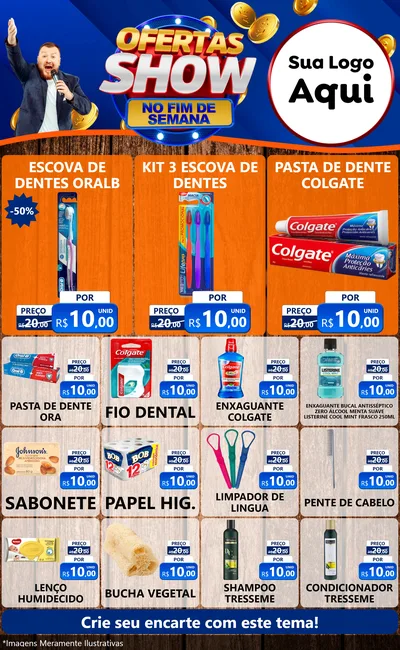 Modelo de Encarte para Encarte Grande com o tema Ofertas Show No Fim De Semana para Higiene Pessoal