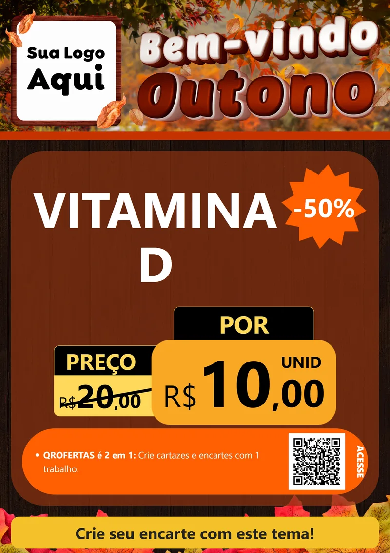 Modelo de Cartaz para Cartaz A4 Vertical com o tema Bem-vindo Outono para Farmácia