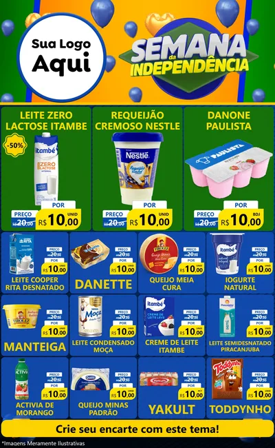 Modelo de Encarte para Encarte Grande com o tema Semana da Independência para Frios e Laticínios