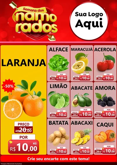 Modelo de Encarte para Encarte A4 Vertical com o tema Semana dos namorados para Hortifrúti