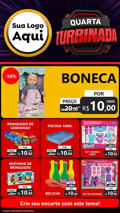 Modelo de Rede Social para Stories com o tema Quarta Turbinada para Brinquedos