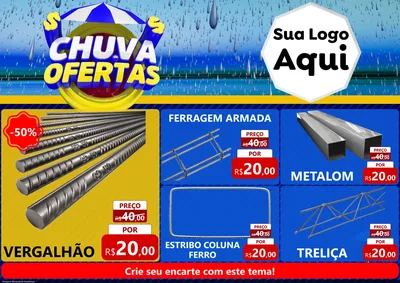 Modelo de Encarte para Encarte A4 Horizontal com o tema Chuva de Ofertas para Ferragens