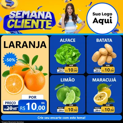 Modelo de Rede Social para Feed Facebook com o tema Semana do Cliente para Hortifrúti