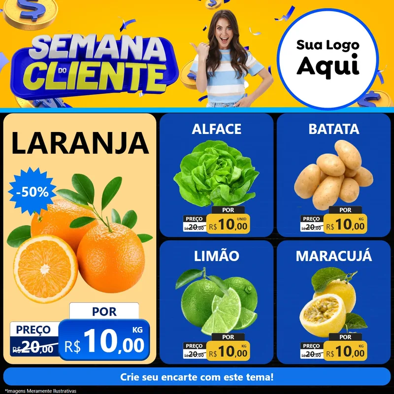 Modelo de Rede Social para Feed Facebook com o tema Semana do Cliente para Hortifrúti