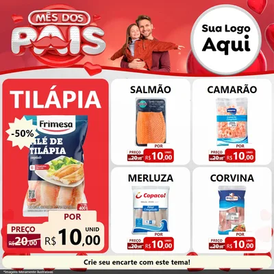 Modelo de Rede Social para Feed Facebook com o tema Mês dos Pais para Peixaria