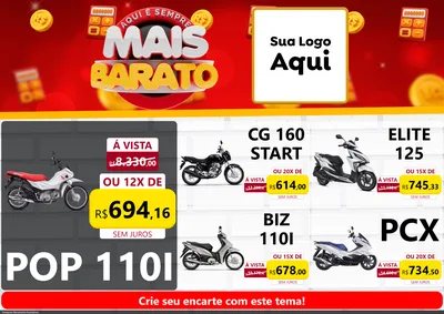 Modelo de Encarte para Encarte A4 Horizontal com o tema Mais Barato para Concessionaria de Motos