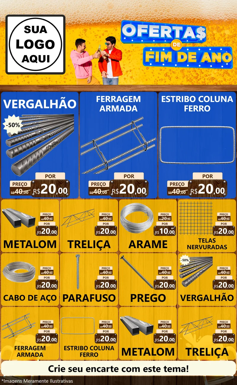 Modelo de Encarte para Encarte Grande com o tema Ofertas de Fim de Ano para Ferragens